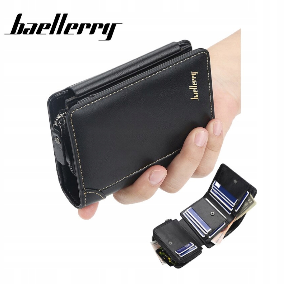 Peňaženka - Baellery peňaženka Ekologická koža Čierna W22 - Pánsky produkt