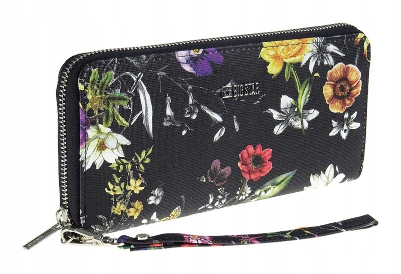 Peňaženka - Veľká hviezda Peňaženka Organická koža čierna JJ674012 Black/Flowers - Dámsky produkt