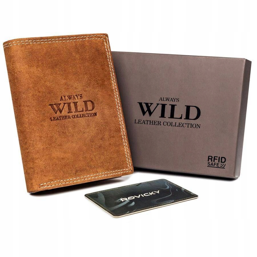 Peňaženka - Always Wild peňaženka pravá koža nubuk hnedá N4-P-CHM-1003 COGNAC - Pánsky produkt