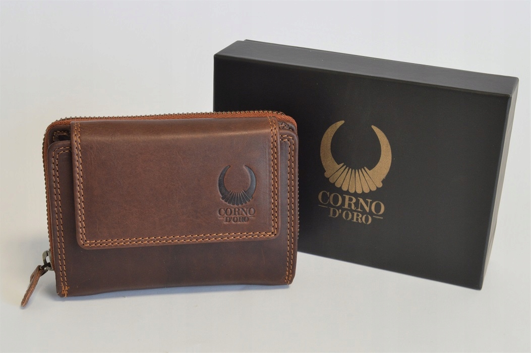 Peňaženka - Corno d'Oro portfólio prírodné kožené hnedé výrobky unisex