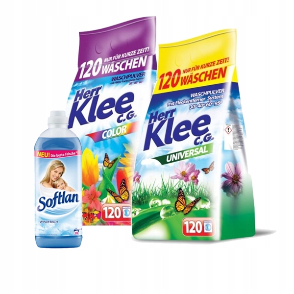 Prací  prášok - HERR KLEE 2X10KG Prášok, Softlan Windfrisch 1L