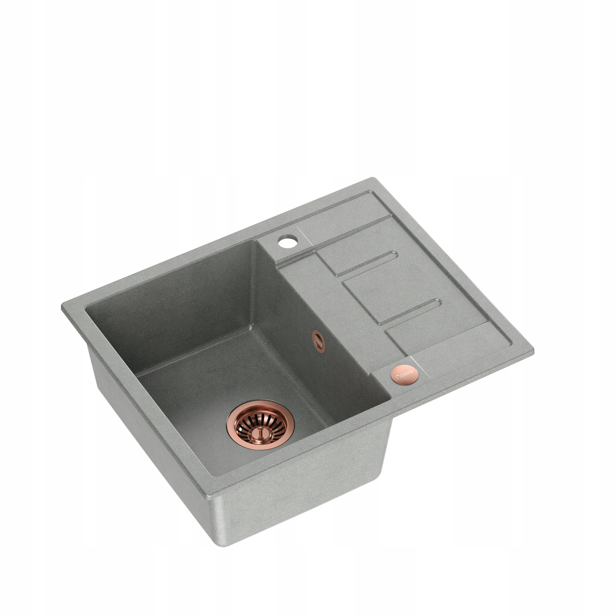 Kuchynská batéria - QUADRON MORGAN 116 GREY / MEĎ + sifón DREZ GRANIT