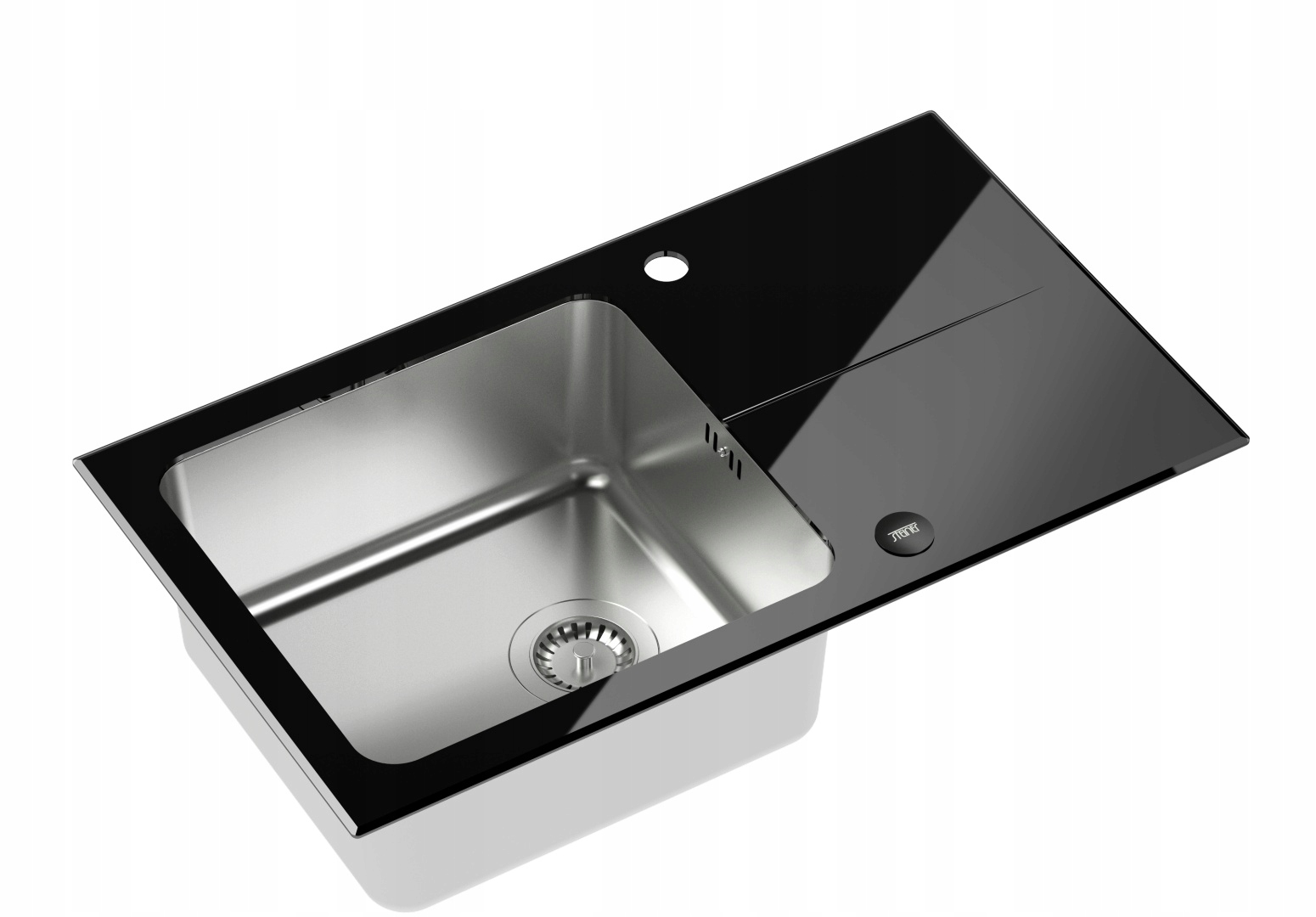 Kuchynská batéria - Kvadronový sklenený umývadlo Hugh 111 Black +Siphon