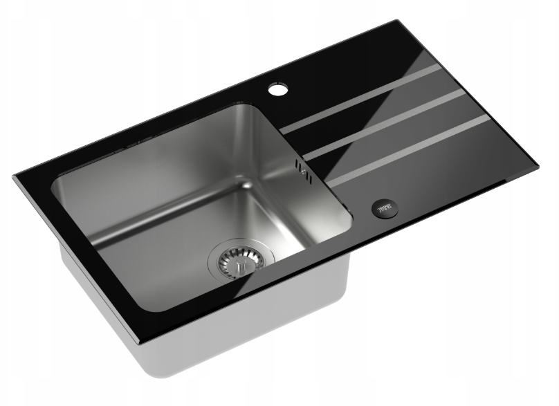 Kuchynská batéria - Kvadronový sklenený umývadlo Jack 111 Black +SIPHON