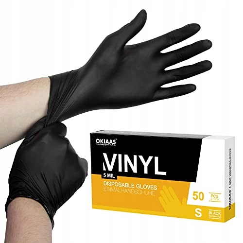 Vinylová rukavica okiaas čierna s 50 kusmi