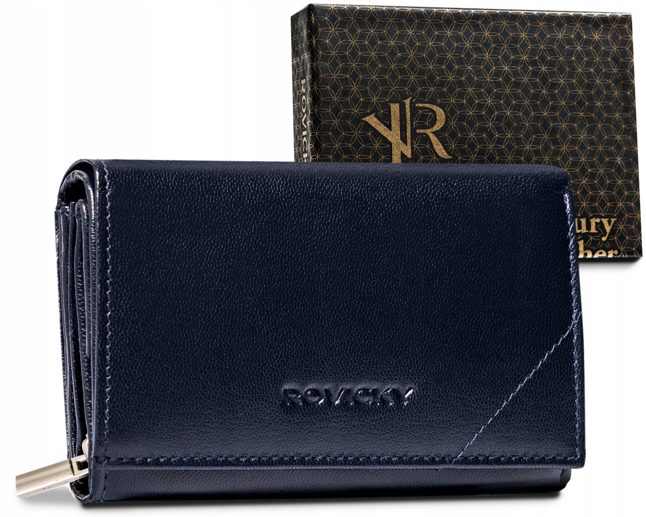 Peňaženka - Rovicky Peňaženka Prírodná koža Navy Blue R-RD-38-GCL Navy-Women's Product