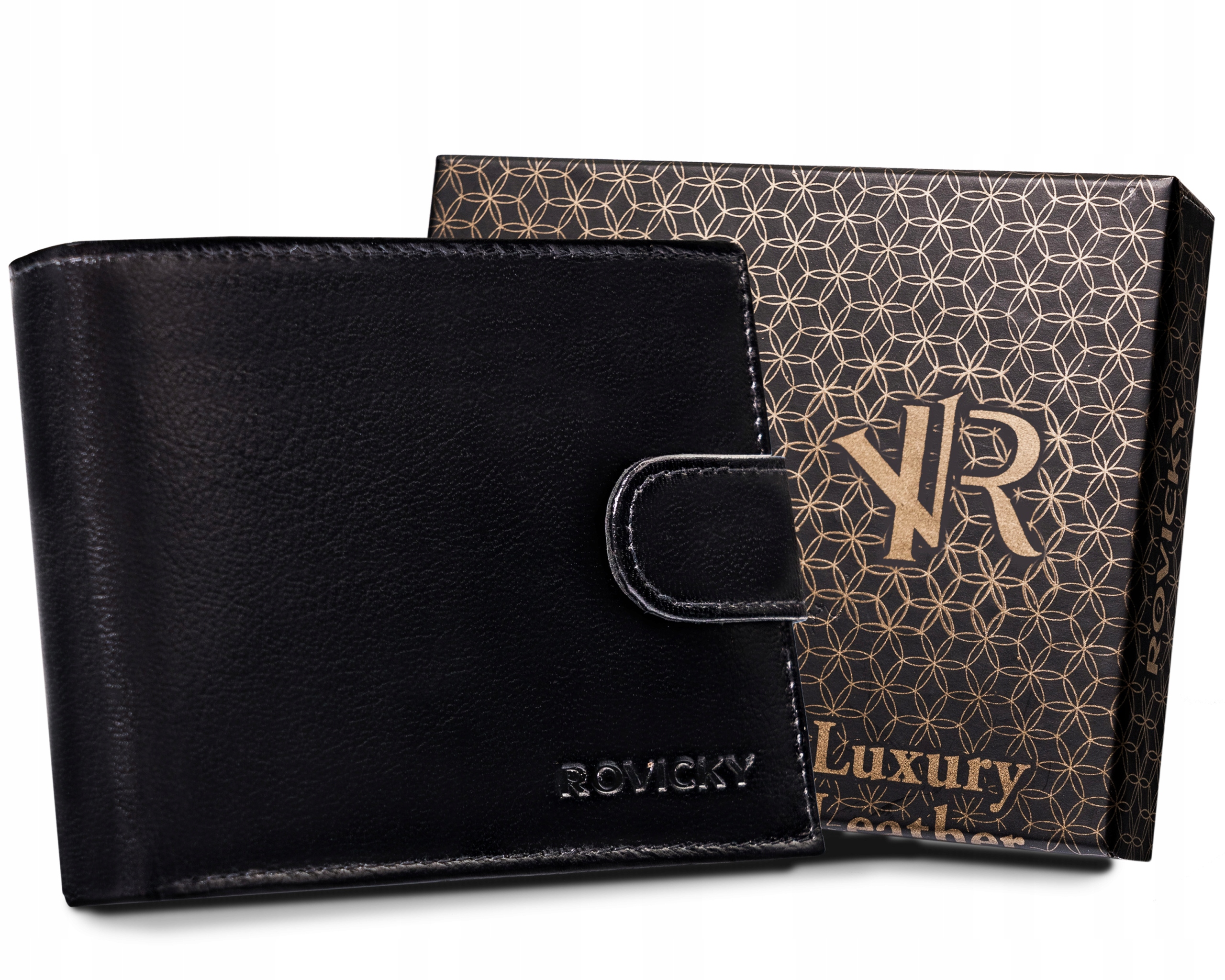 Peňaženka - Rovicky Peňaženka Prírodná koža Čierna R-RM-11L-GCL Black-Men's Product