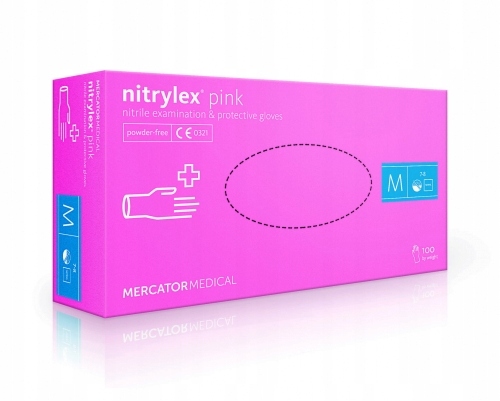 Nitrilové rukavice nitrylex ružové 100ks 's'