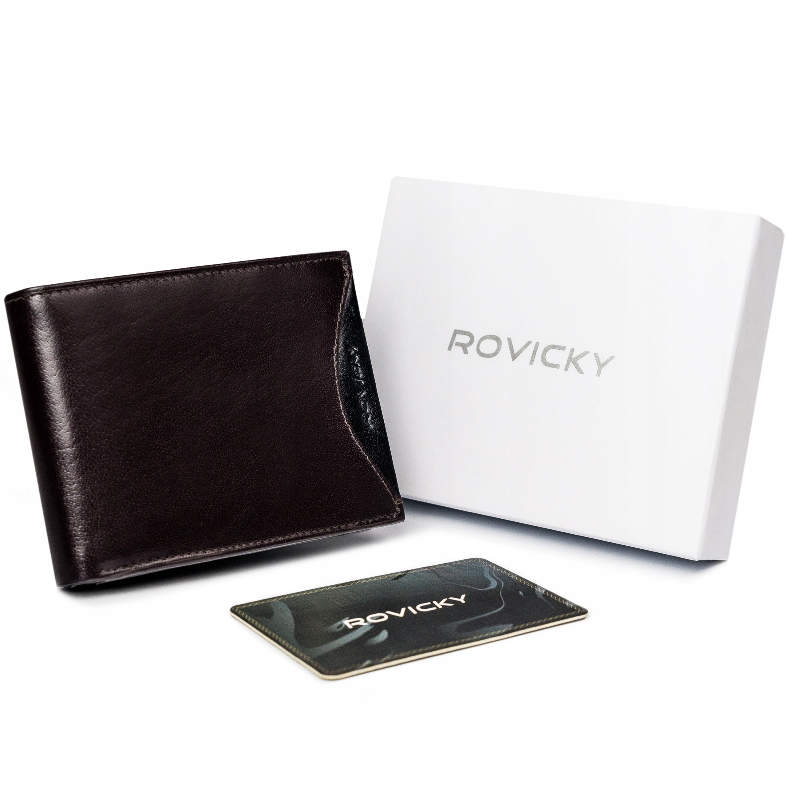 Peňaženka - Rovicky Peňaženka Prírodné zrno kožené hnedé, čierne 1567-03-bor-1393 Bro-Men's Product