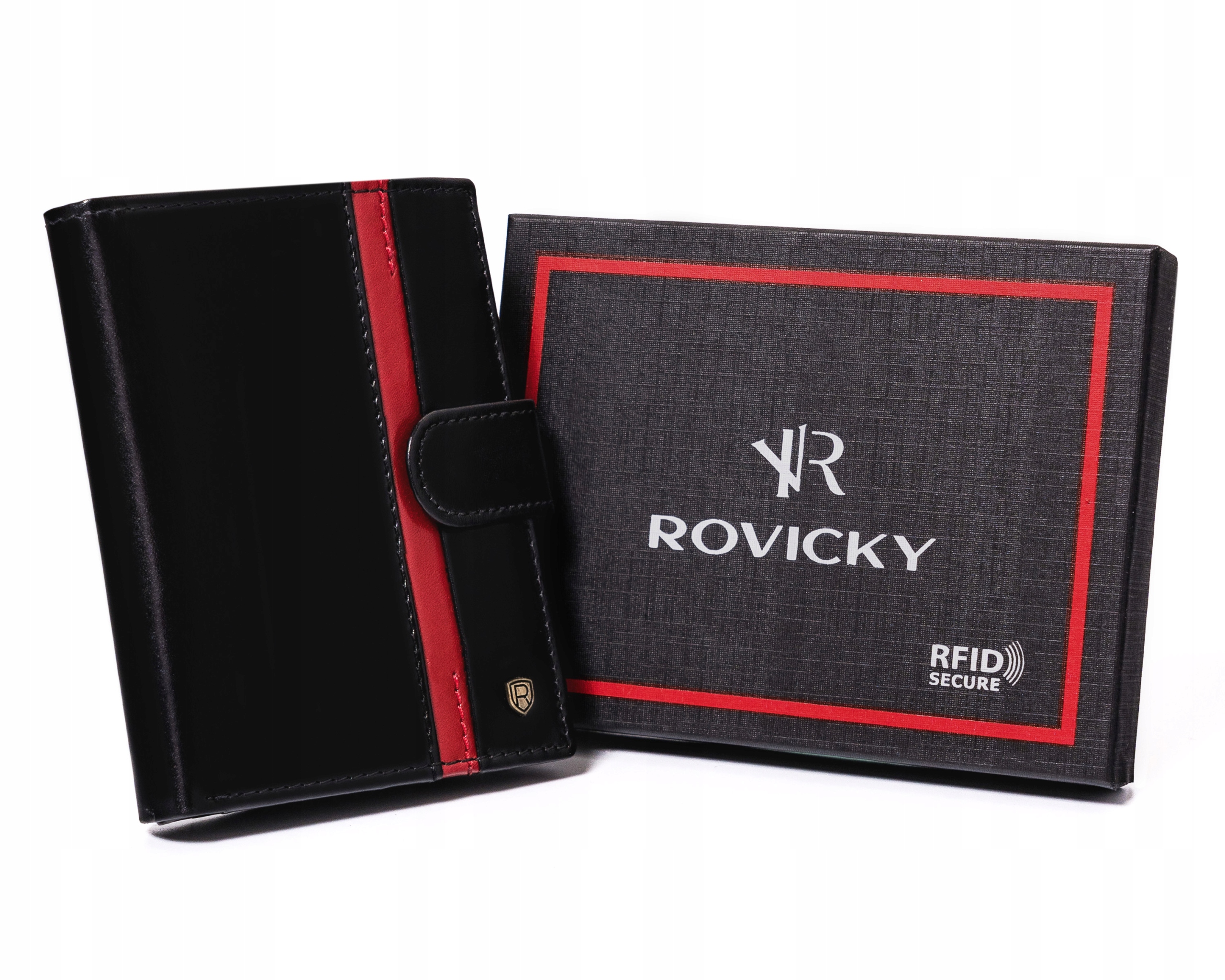 Peňaženka - Rovicky Peňaženka Prírodná koža Čierna, červená N4L-RVTP-2985 Čierna-Pánsky produkt