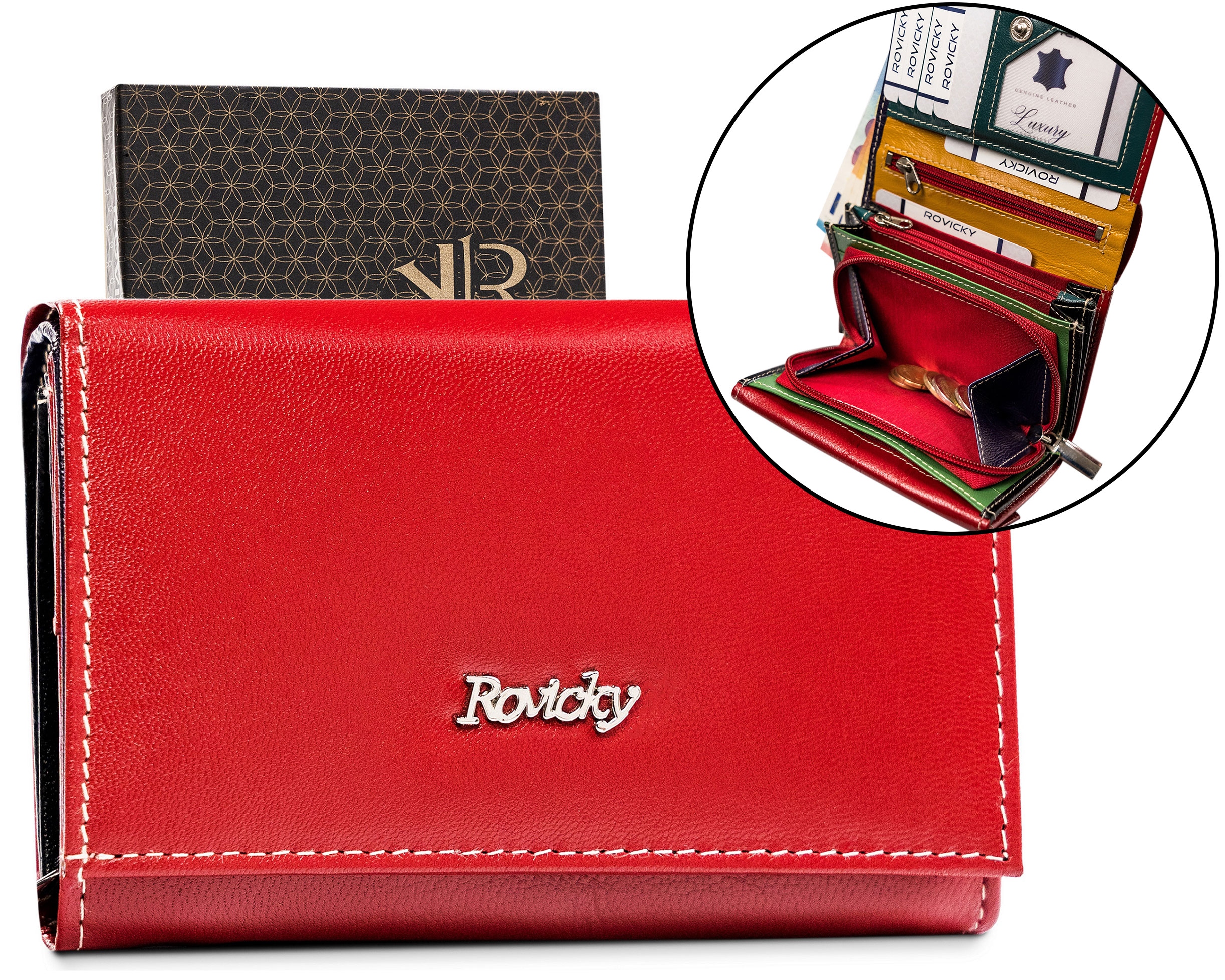 Peňaženka - Rovicky peňaženka pravá koža červená R-RD-02-GCL-3585 RM2 - Dámsky produkt