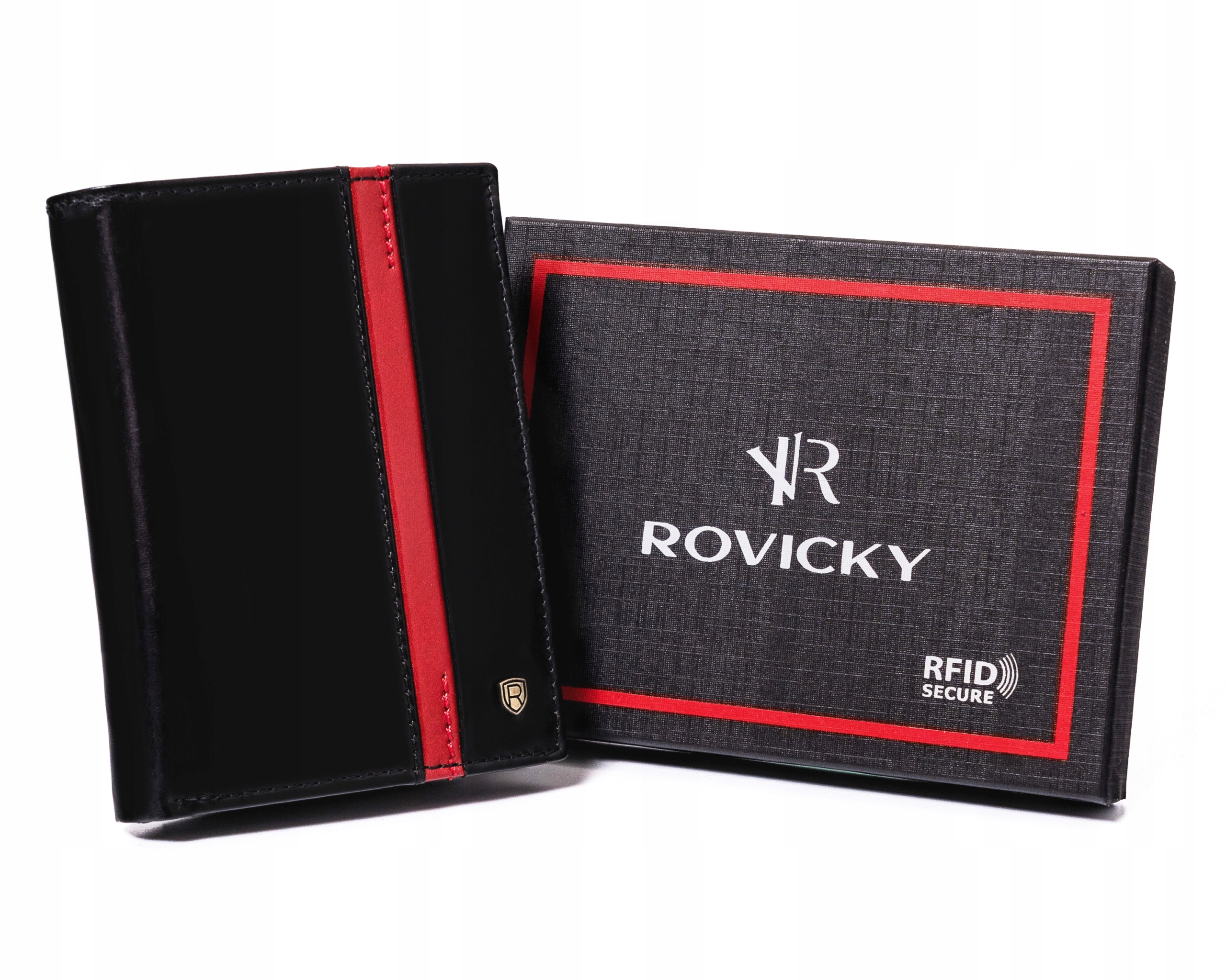Peňaženka - Rovicky Peňaženka Prírodná koža Čierna, červená N62-RVTP-3050 Čierna-Pánsky produkt