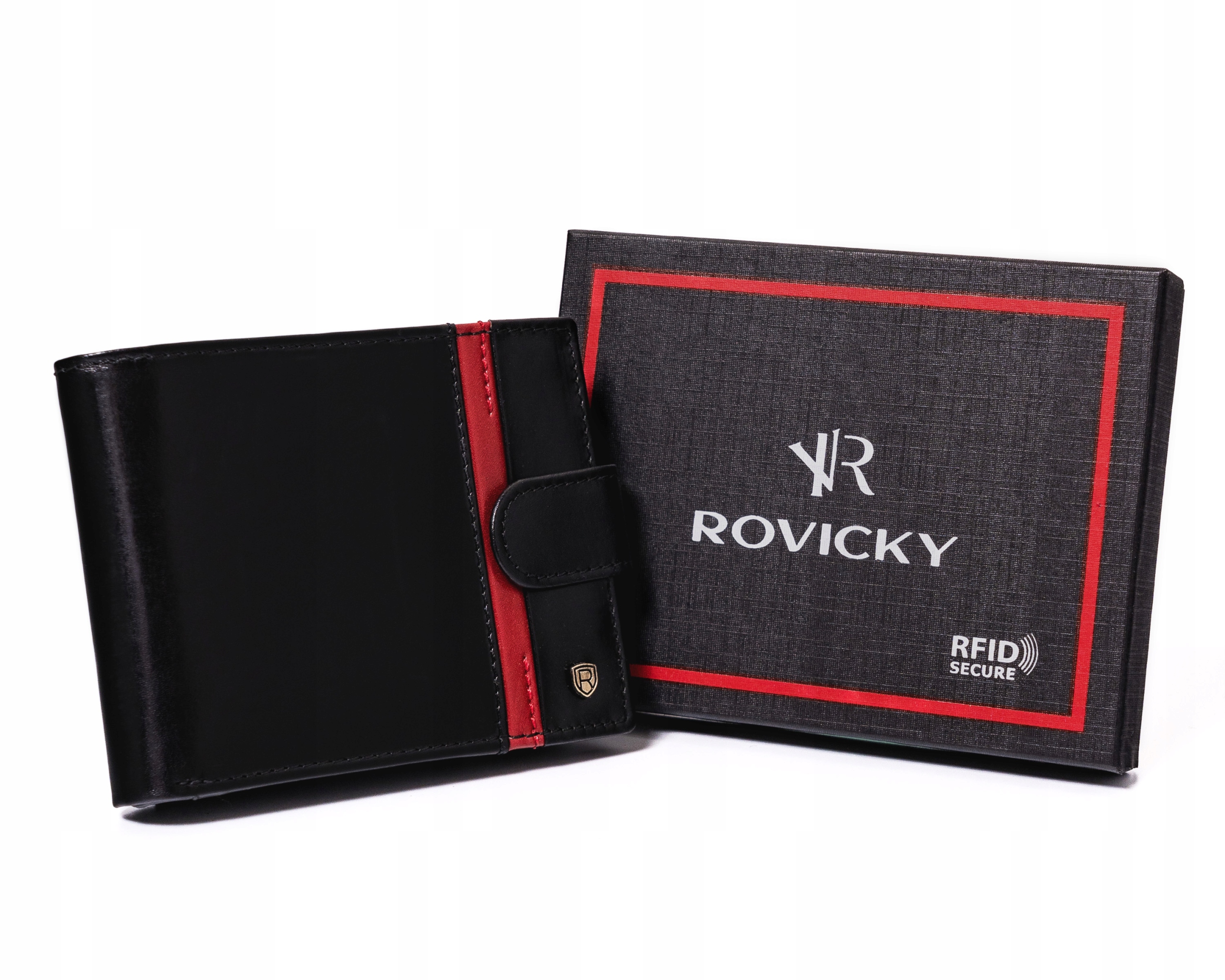 Peňaženka - Rovicky Peňaženka Prírodná koža čierna, červená N61L-RVTP-3043 produkt čiernych mužov