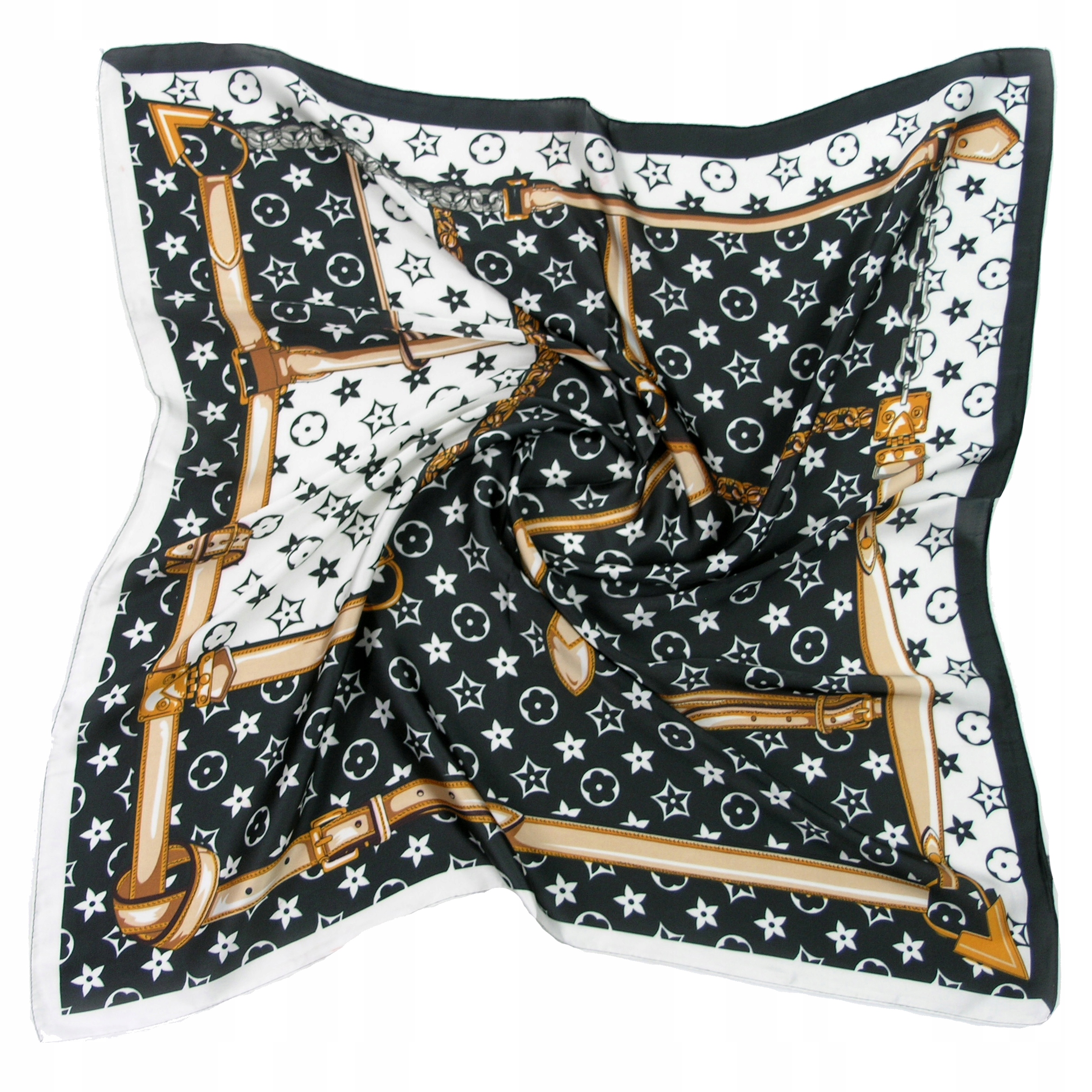 Šatka - Cora's Scarf Brown Viscose, Black, Ecru