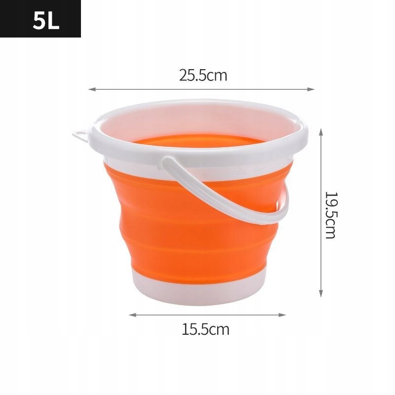 Silikónový skladací vedro 5l - Orange -white