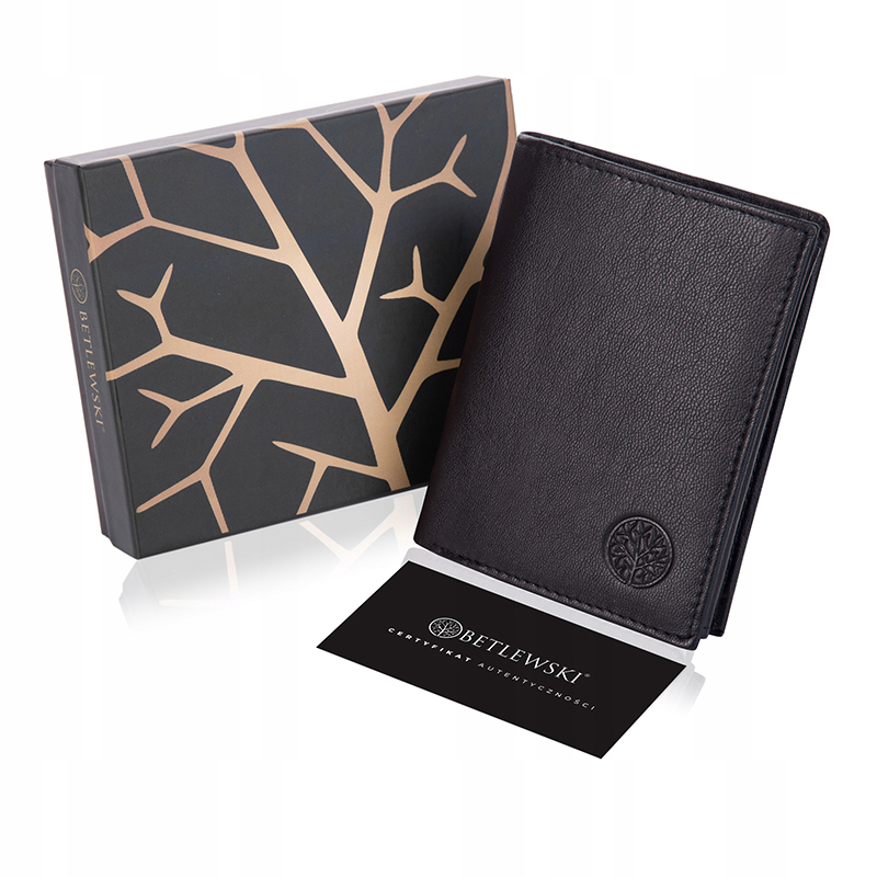 Peňaženka - Produkt Betlewski Natural Leather Black Leather ESTPM-KZ-62-MEN