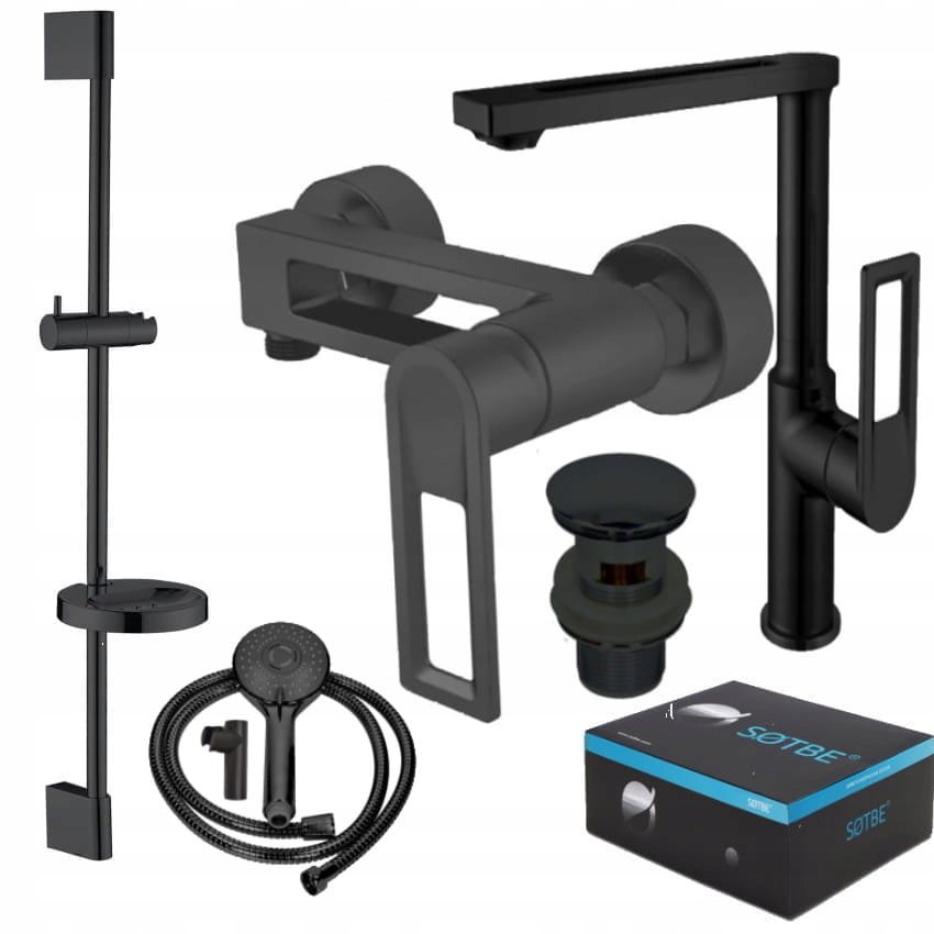 Sotbe Loft Svart Set Bat Shower+High Washbasin