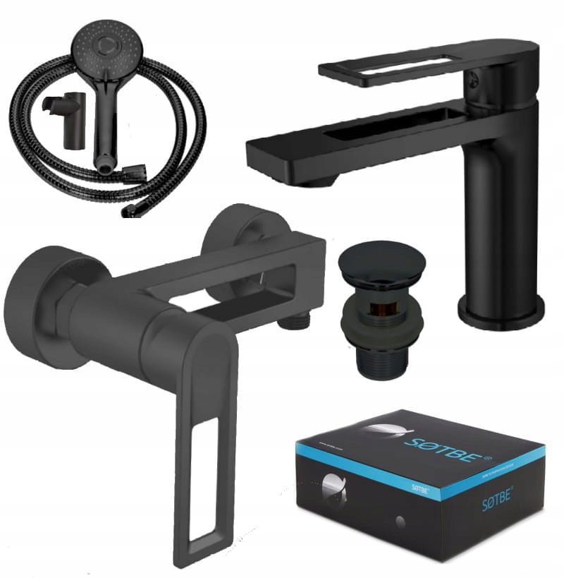 Sotbe Loft Svart Set Bat Shower+Nisk Sink
