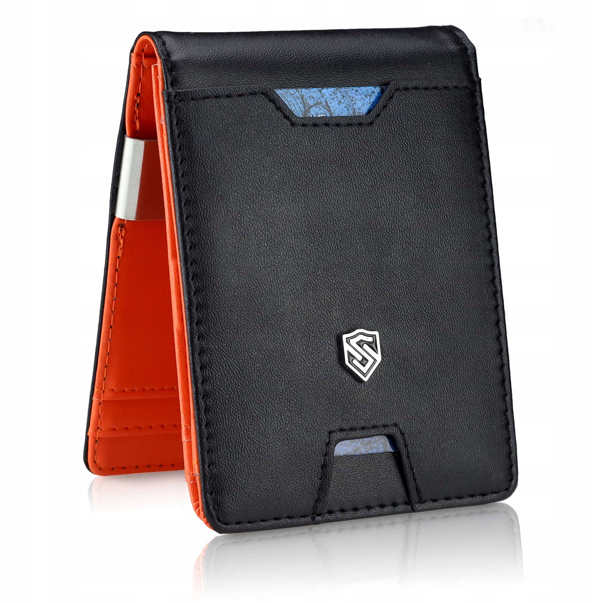 Peňaženka - Stevens Wallet Natural Leather Black, Orange FZM -01 - Unisex Product