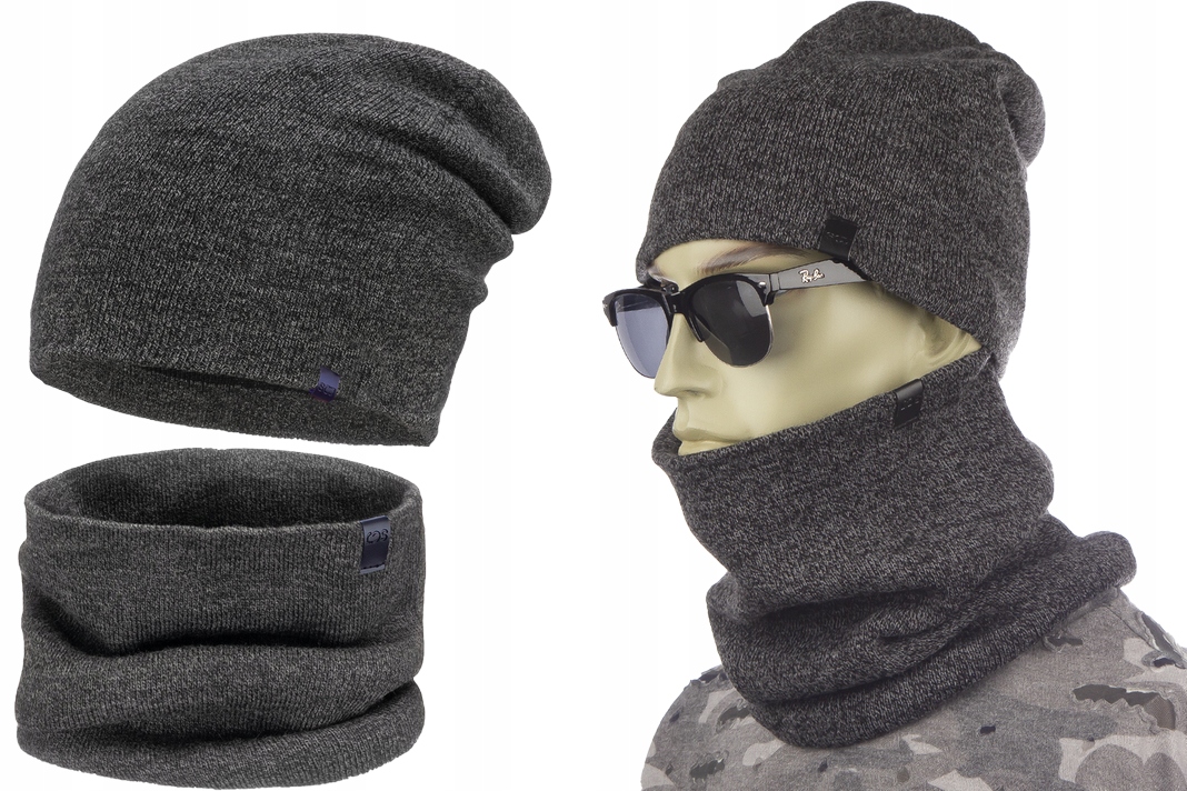 SET CAP, SCJ SCARF 21035-030/21036-030 Čierna, šedá
