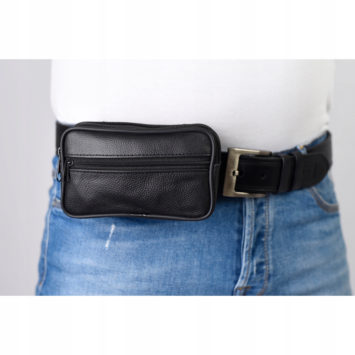 Belt sáčatka pako džínsy kožené vrecko na čierny opasok