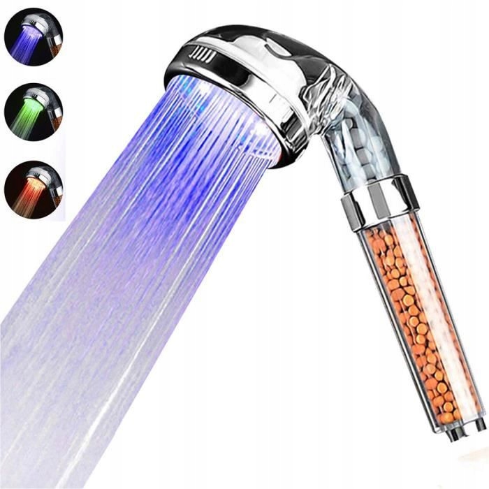Rukoväť na sprchovú hlavu - 3 LED hrity - Voda