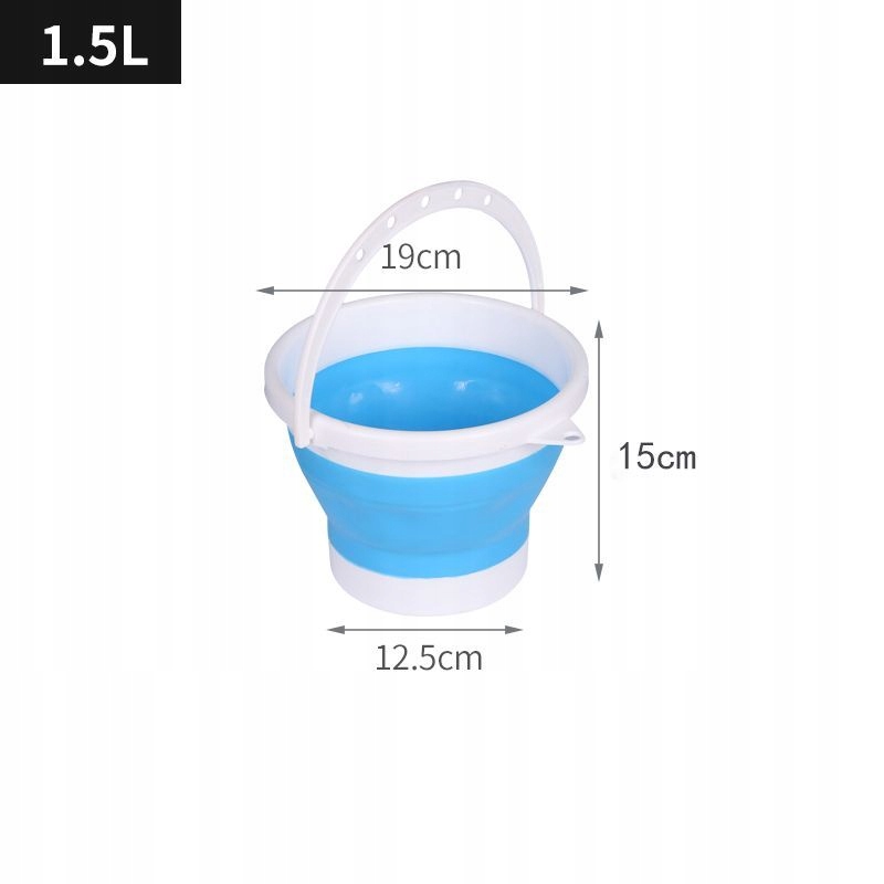 Silikónový skladací vedro 1,5 l - modrý -white