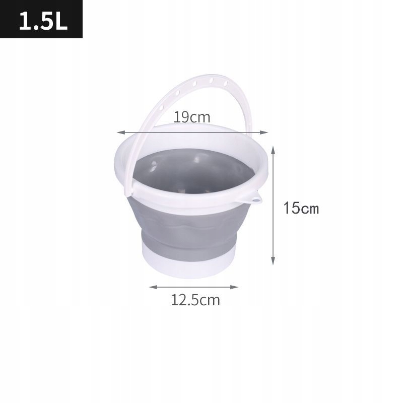 Silikónový skladací vedro 1,5 l - šedá - biela