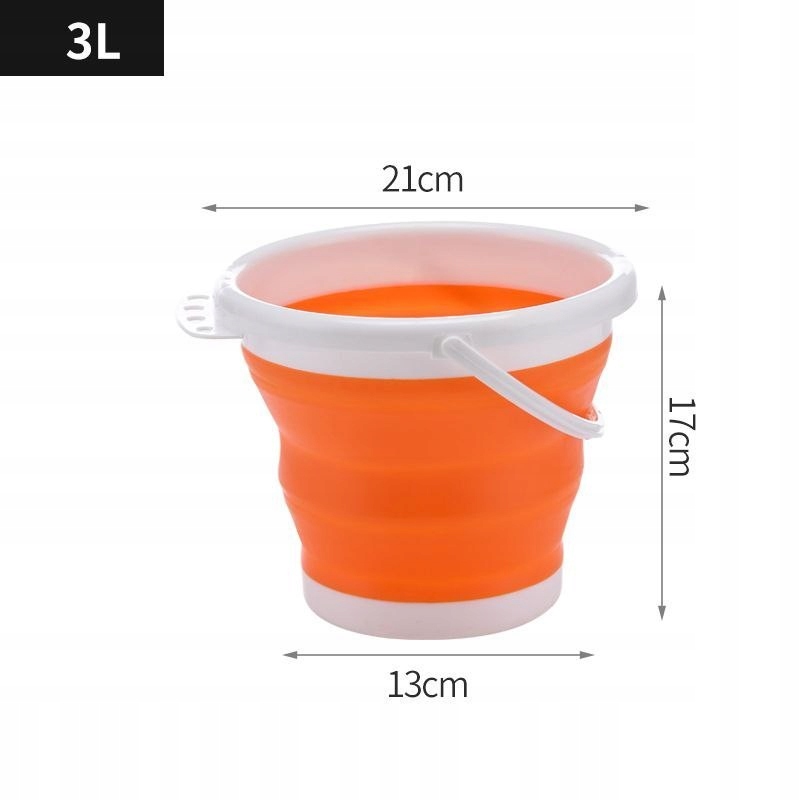 Silikónový skladací vedro 3L - Orange -white