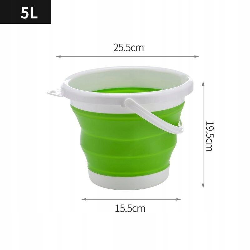 Silikónový skladací vedro 5L - zelená a biela