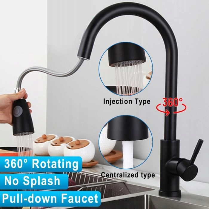 Umývadlo Mixer Kitchen s ručným sprchou čierny faucet