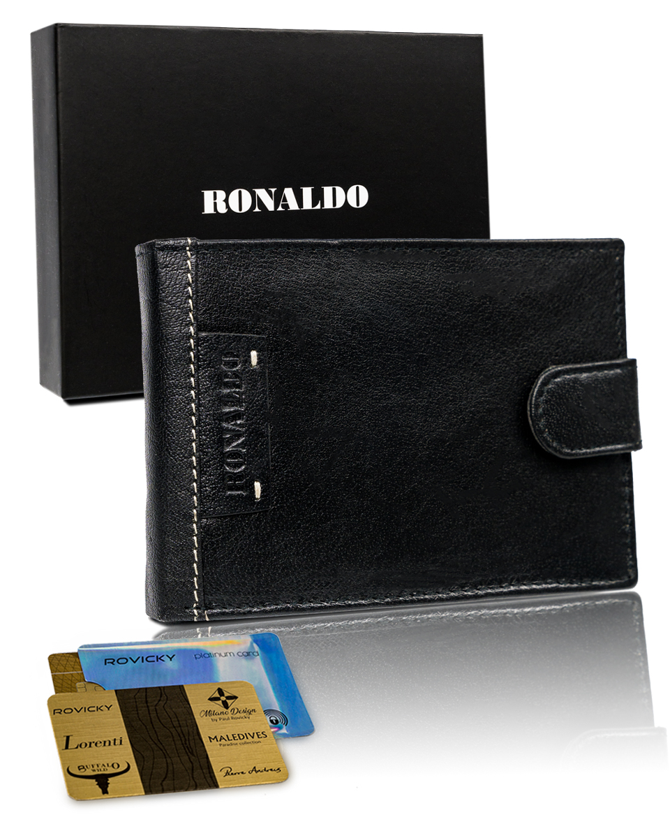 Peňaženka - Ronaldo Peňaženka Prírodná koža Čierna N4 NAD -RON Čierna - mužský produkt