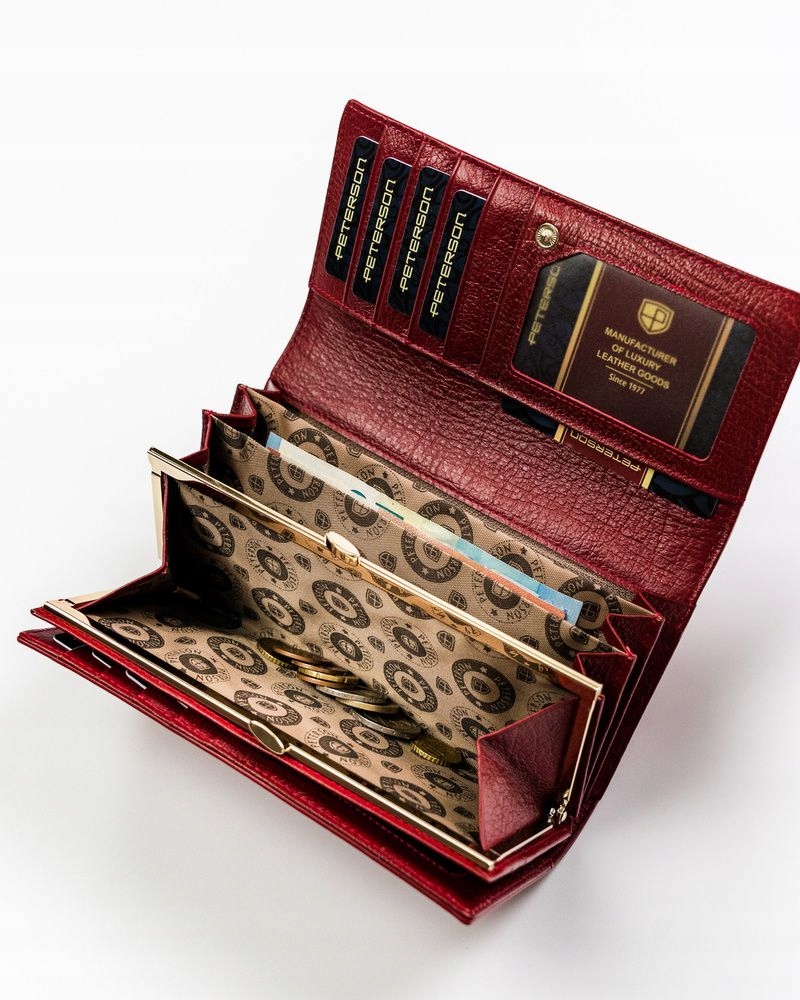 Peňaženka - Peterson Peterson Wallet Prírodná koža červená PTN PL-490-1544 Produkt červenej ženy