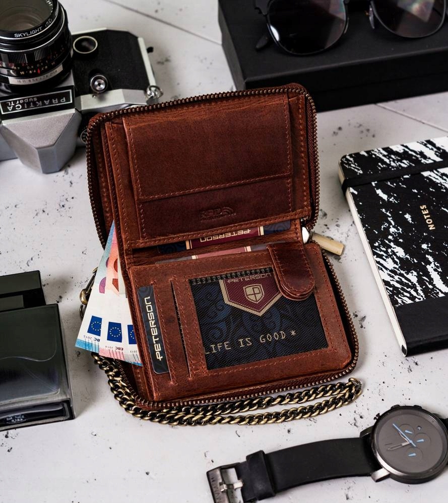 Peňaženka - Peterson Peterson Wallet Prírodná koža hnedá PTN N4C-04-HWM-1254-Men's Product