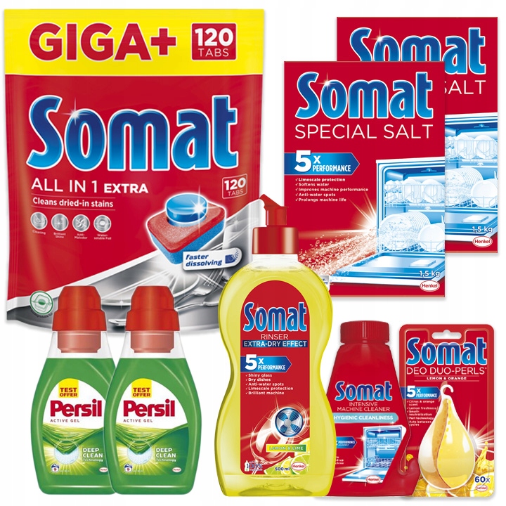Somat Giga + 120 Produkty pre umývačku riadu 6ks + ZADARMO