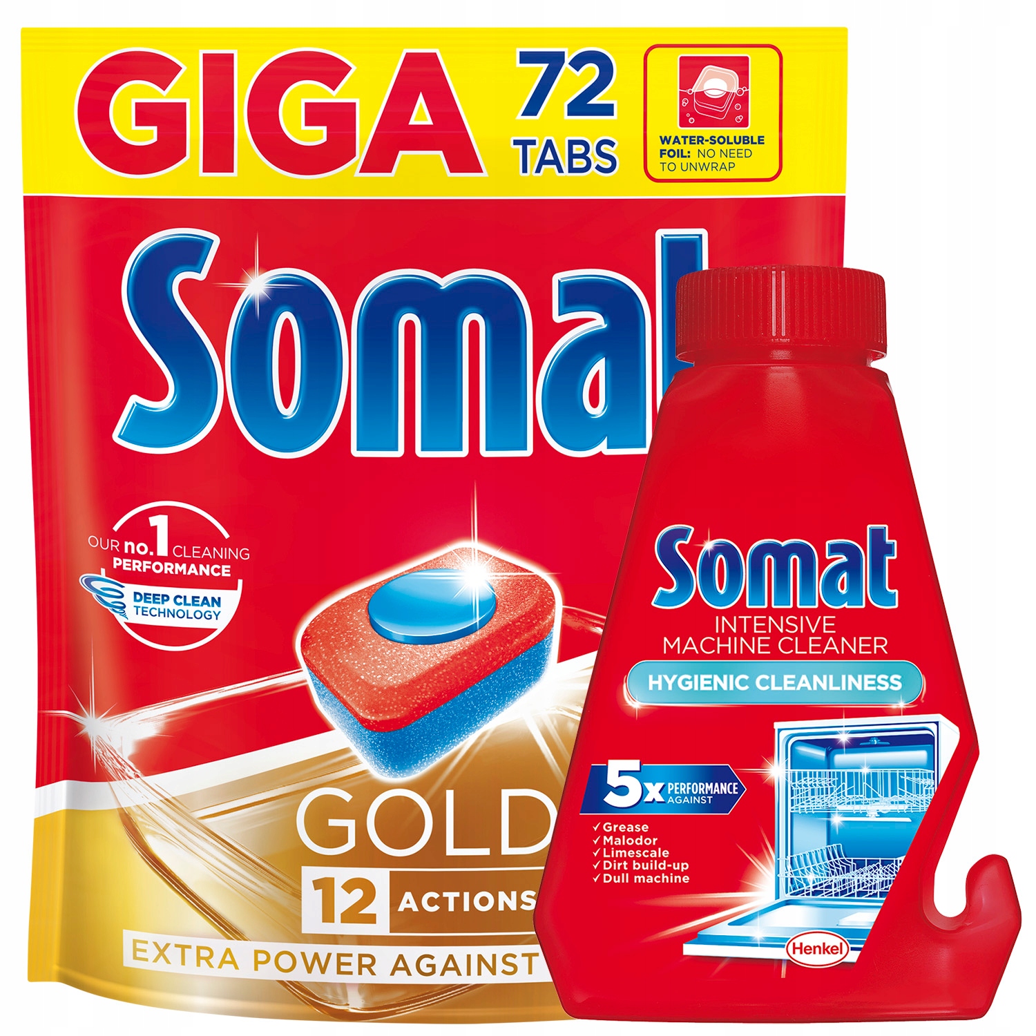Somat Gold Umývačky riadu GIGA 72PC + Cleaner