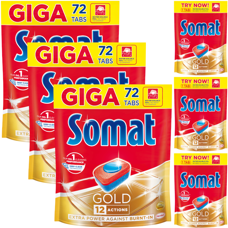 Somat Gold Umývačky riadu Tablety GIGA XXL 3x72 ks
