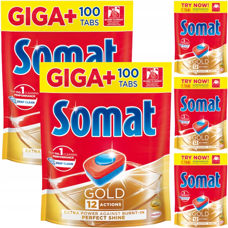 Somat Gold tablety pre umývačku riadu GIGA + XXXL 200 ks