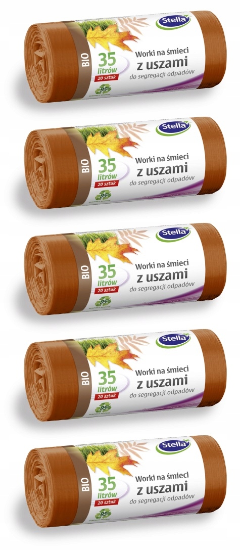 Vrecká stella hnedé so segregáciou uší 35 l 5x20 ks