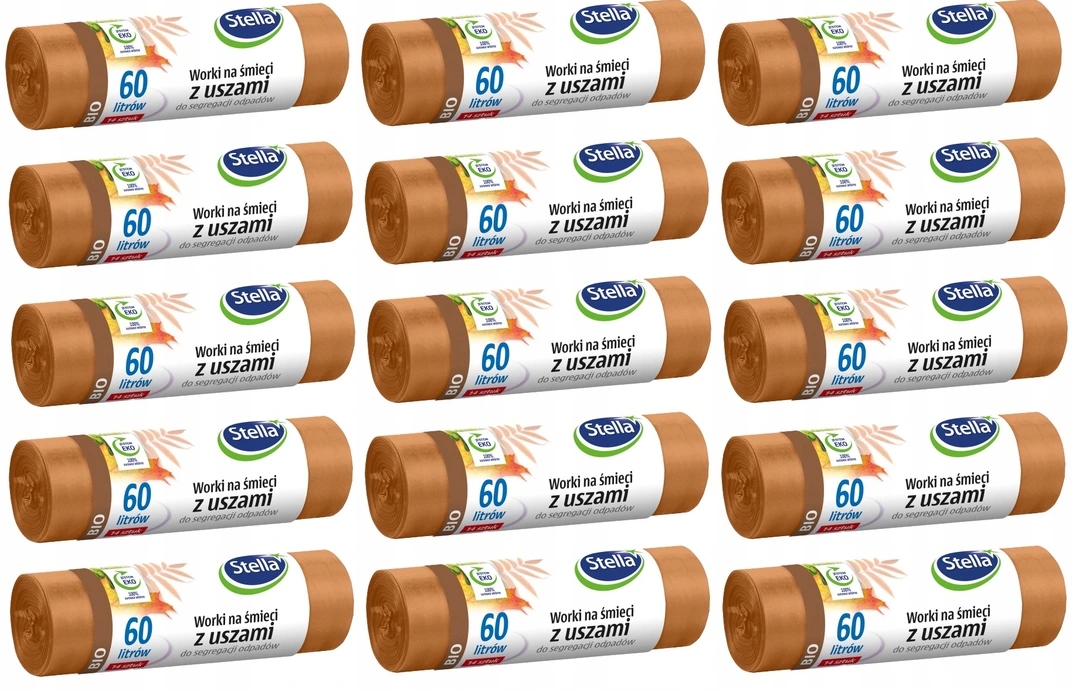 Vrecká stella hnedé so segregáciou uší 60 l 15x14 ks
