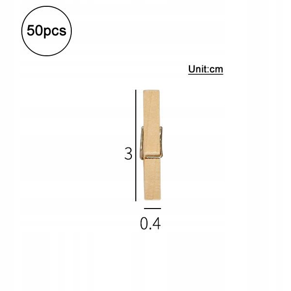 Štýl 50 kusov-3x0,4 cm DIY mini drevené klipy r