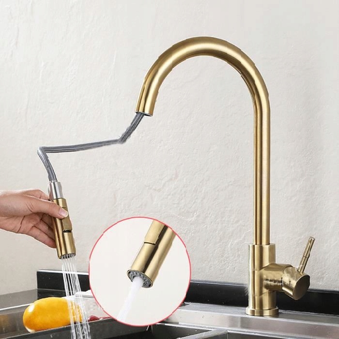 Super faucet Spring Mixer +2 hadice - Brushed Gold