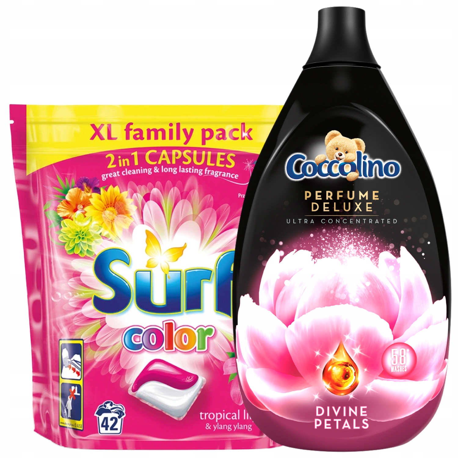 Pracie kapsuly a tablety - Surf Cocccolino Kvapalina Kit a umývacia kapsula