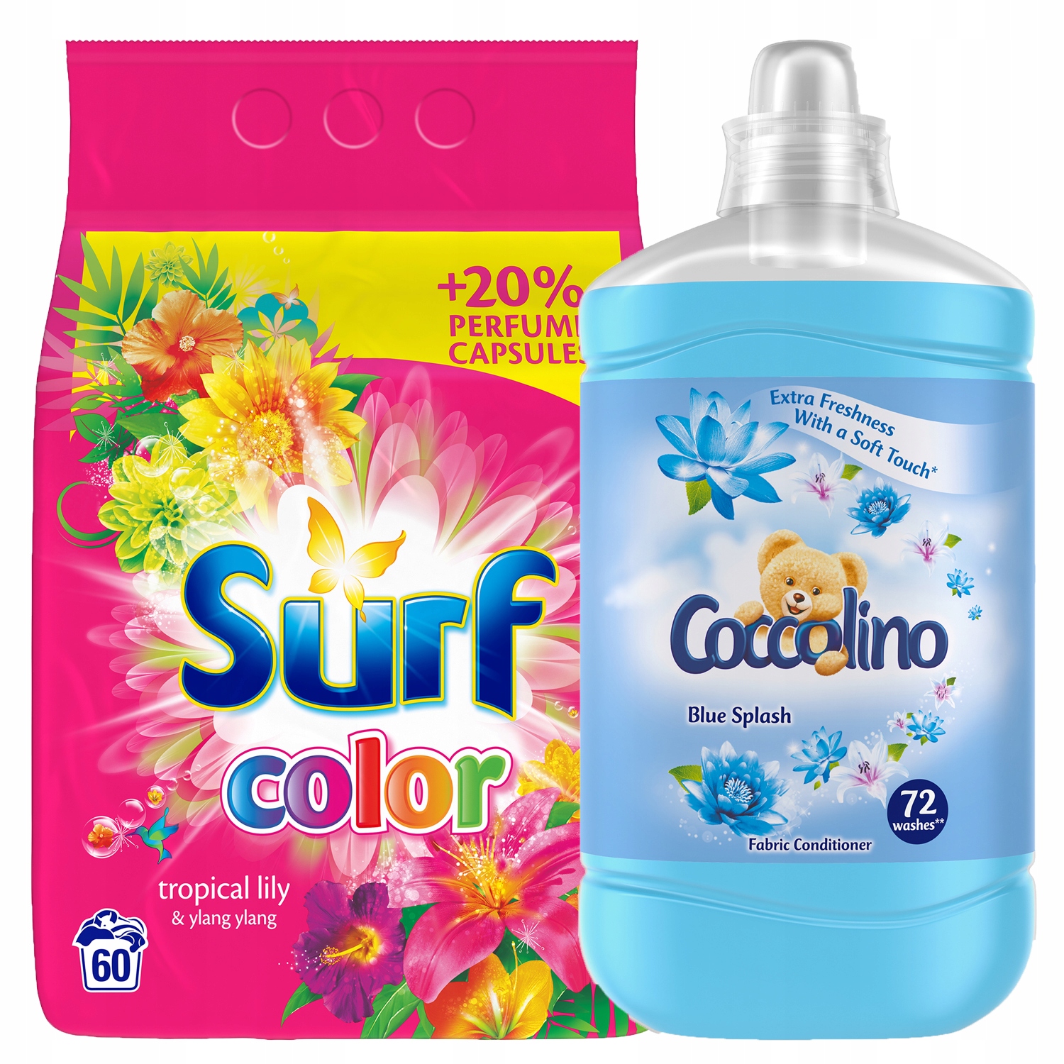 Pracie kapsuly a tablety - Surf Coccolino SET Pracia kvapalina a prášok