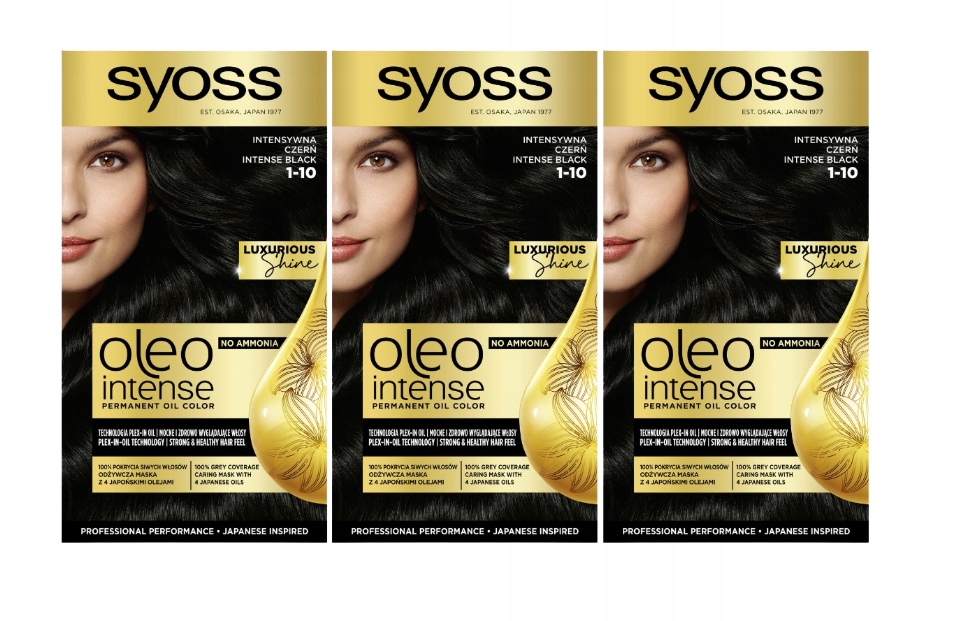 Syoss Oleo Intense farba na vlasy 1-10 Intenzívna čierna - 3 ks.