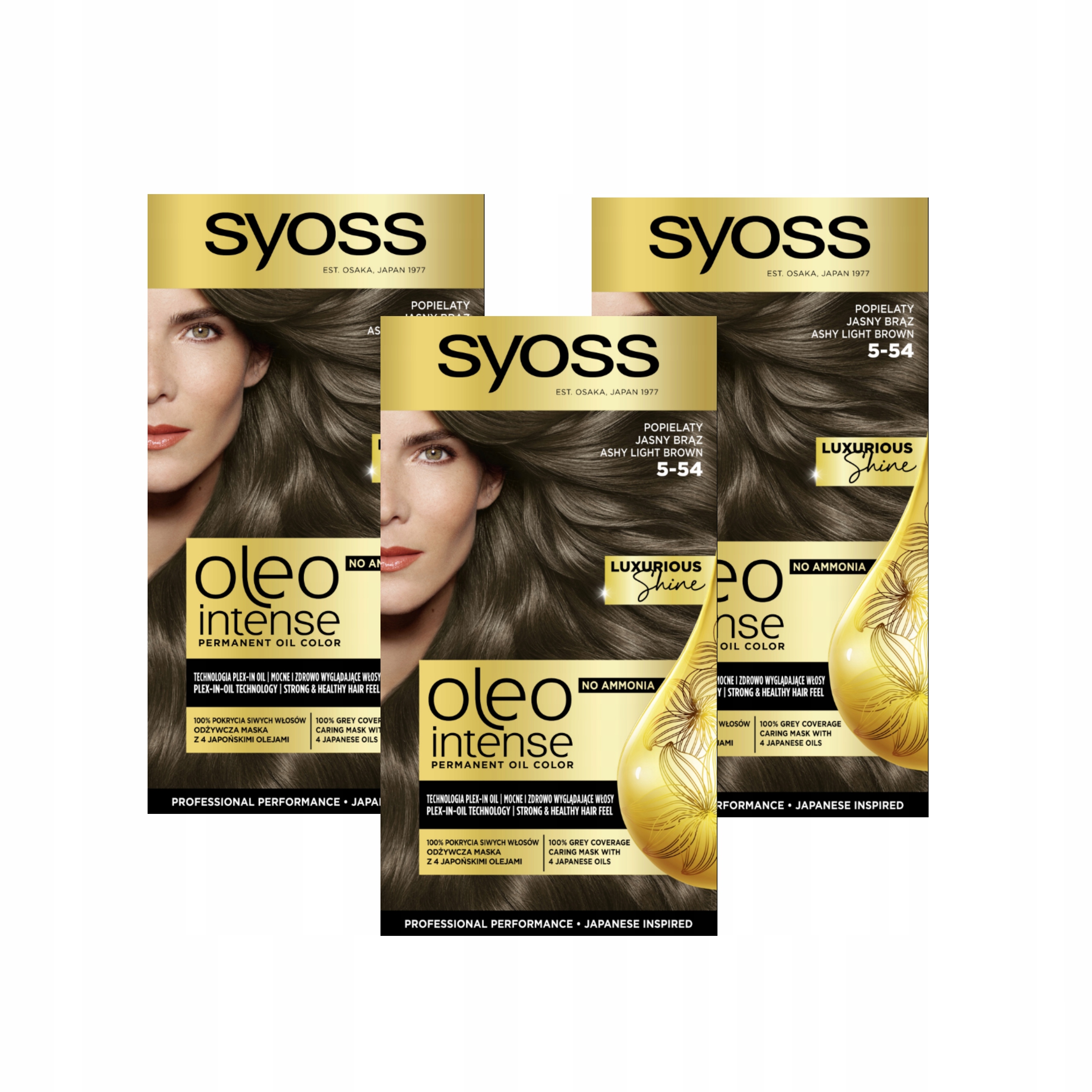 Syoss Oleo Intense farba na vlasy 5-54 Popolavo svetlohnedá x3
