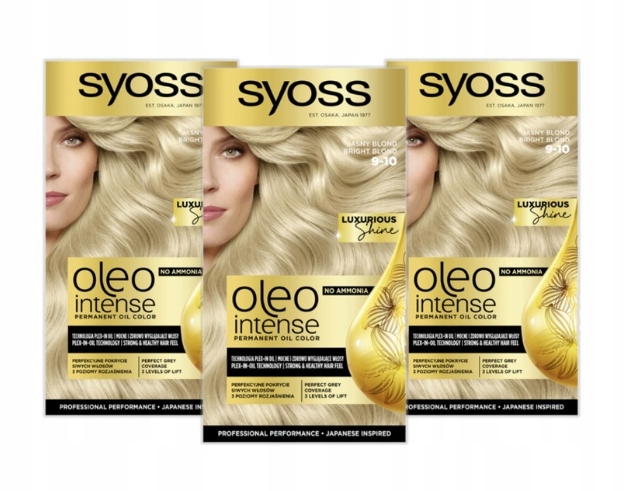 Syoss Oleo Intense farba na vlasy bez amoniaku 9-10 Svetlo blond x 3