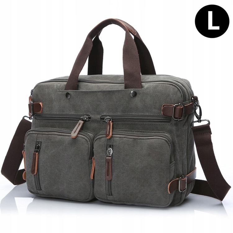 Gray-L Vintage Pánska kožená priečinok Canvas