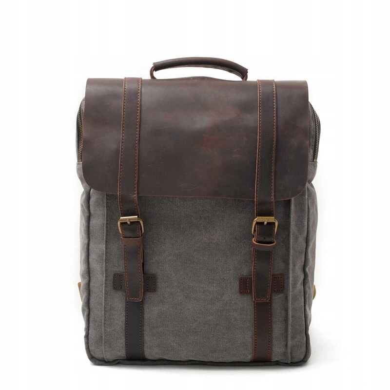 Šedý batoh v štýle Vintage Leather Vojenský kanál