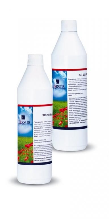 Prací prášok - TERSUS SR203 750ML. Odstránenie farby, olejové mazivo